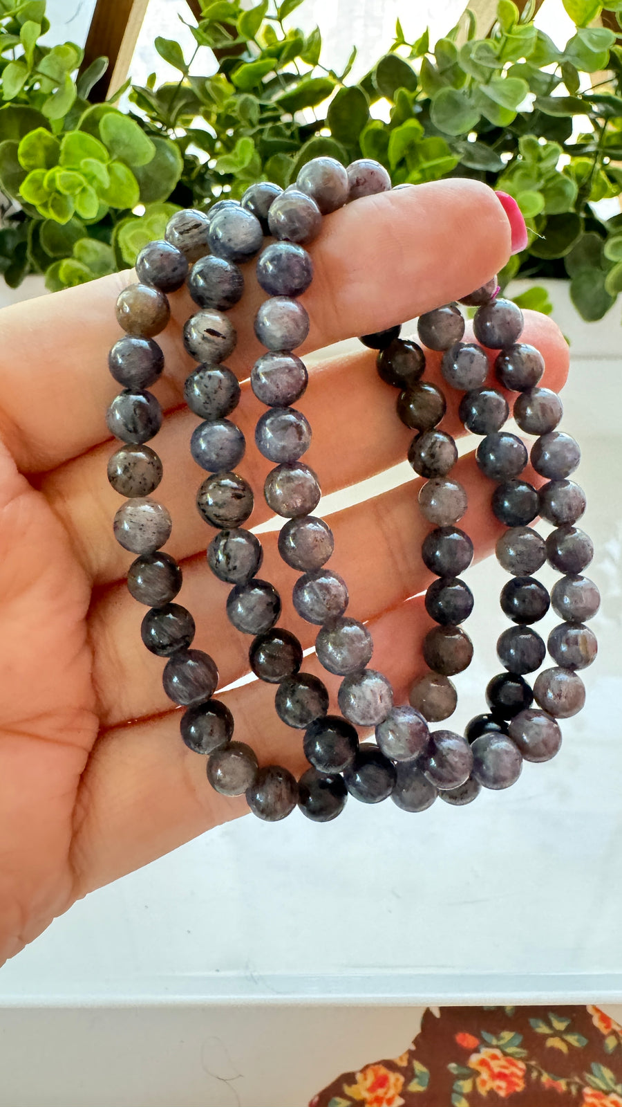Iolite 7 mm Bracelet for Psychic Abilities, Stretchy