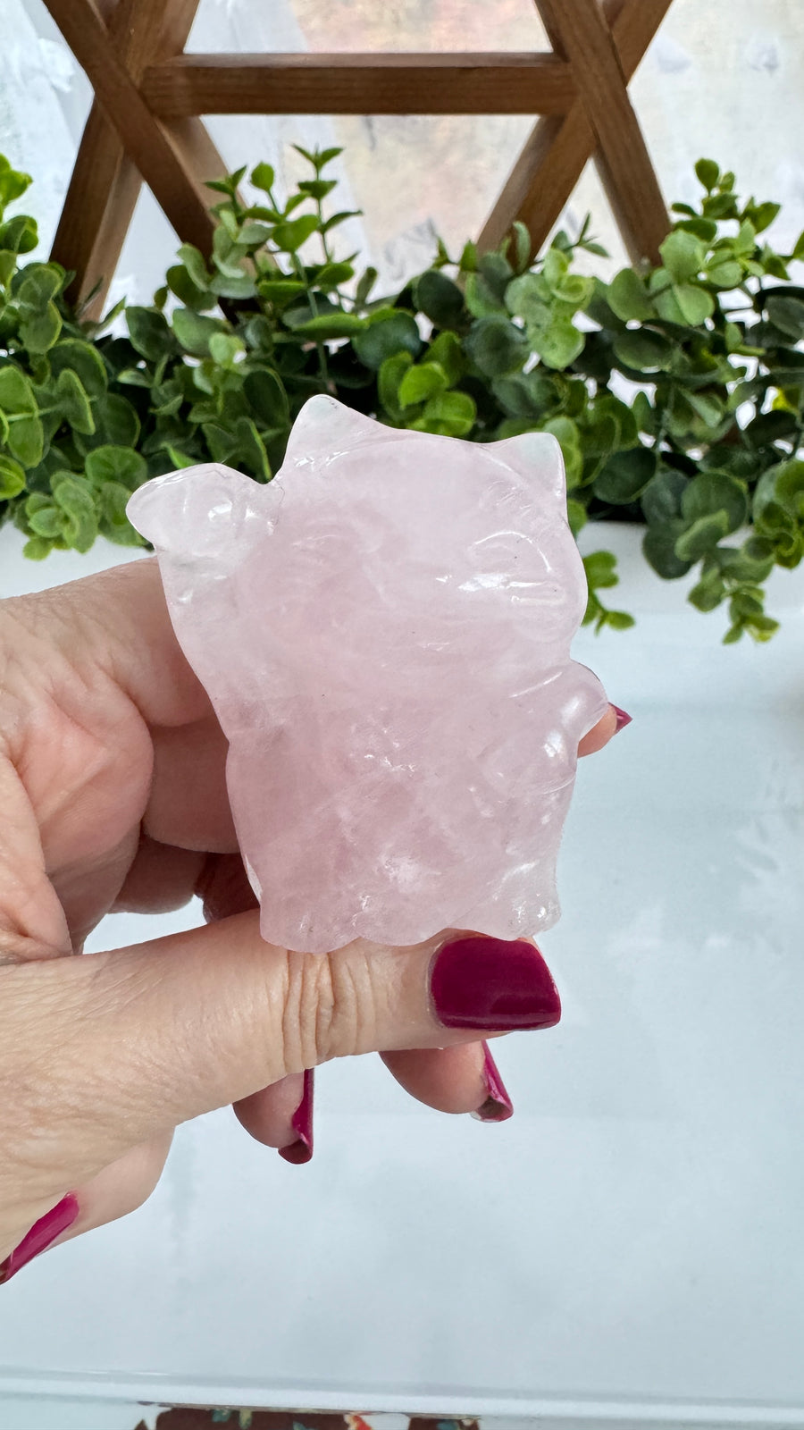 Lucky Cat Large, Rose Quartz or Blue Aventurine, Maneki Neko, Crystal Fortune Cat, Left Paw or Right Paw Up