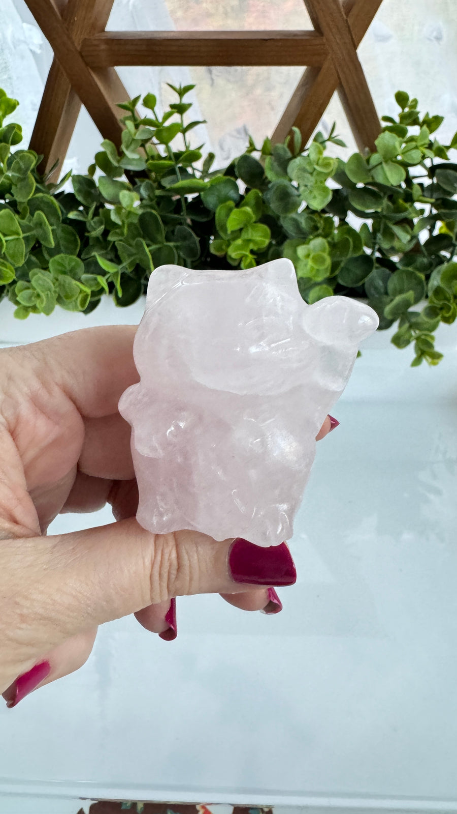 Lucky Cat Large, Rose Quartz or Blue Aventurine, Maneki Neko, Crystal Fortune Cat, Left Paw or Right Paw Up