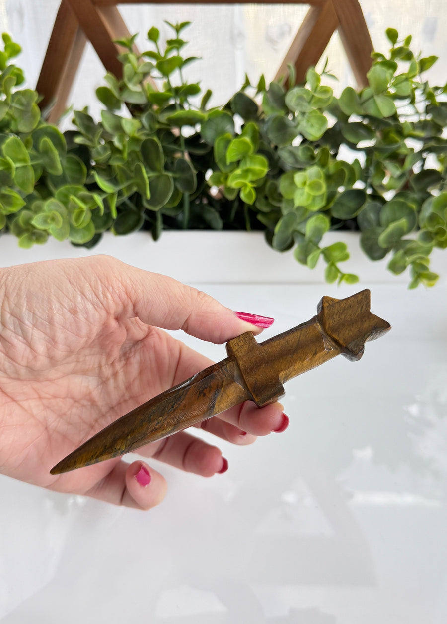 Star Athame for Boundaries and Confidence, Tiger's Eye 5