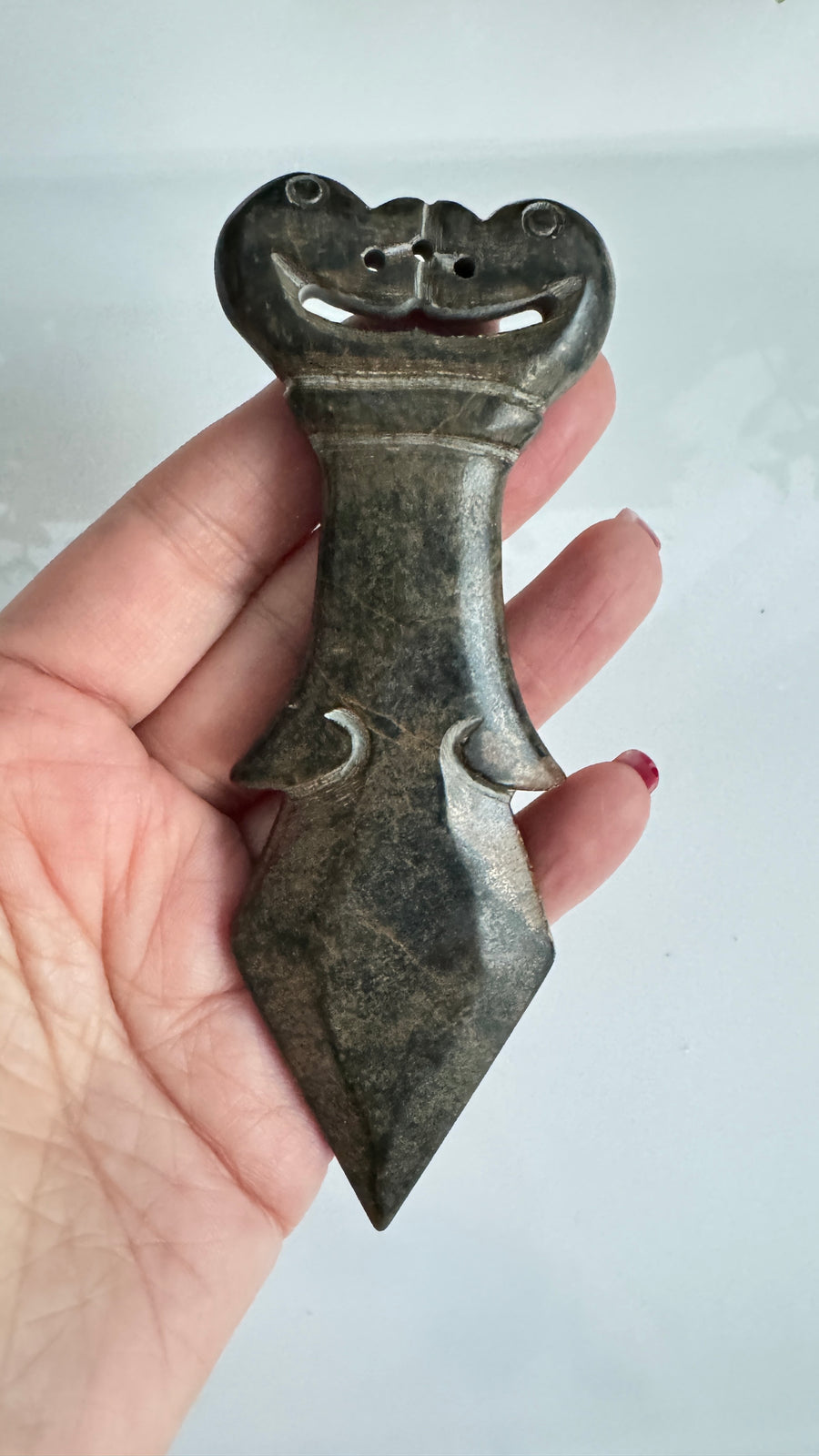 Kissing Dragon Athame for Boundaries and Connection, Hand-Carved Jade Stone 5