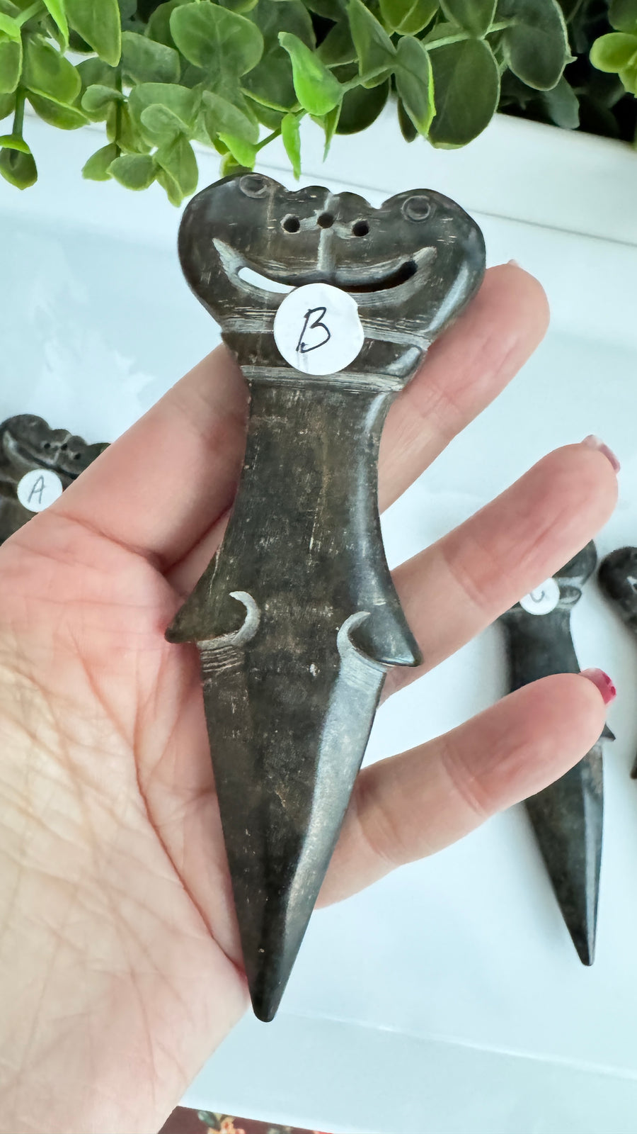Kissing Dragon Athame for Boundaries and Connection, Hand-Carved Jade Stone 5