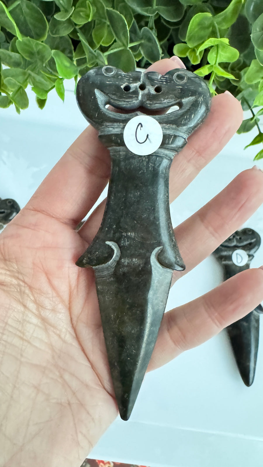 Kissing Dragon Athame for Boundaries and Connection, Hand-Carved Jade Stone 5