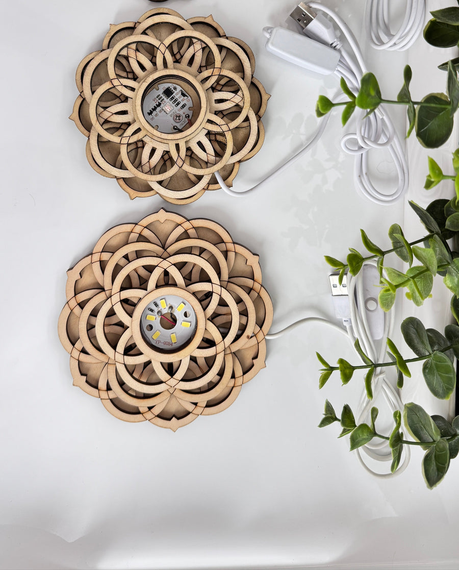 Flower of Life Lighted Sphere Stand, LED Light Stand, White, Choose 4.75