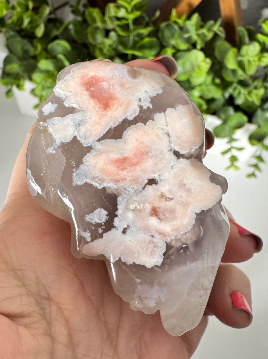 Green Flower Agate and Quartz Bunny Rabbit for New Beginnings, Crystal Carving E