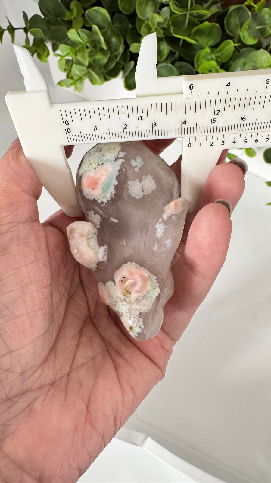 Green Flower Agate and Quartz Bunny Rabbit for New Beginnings, Crystal Carving E