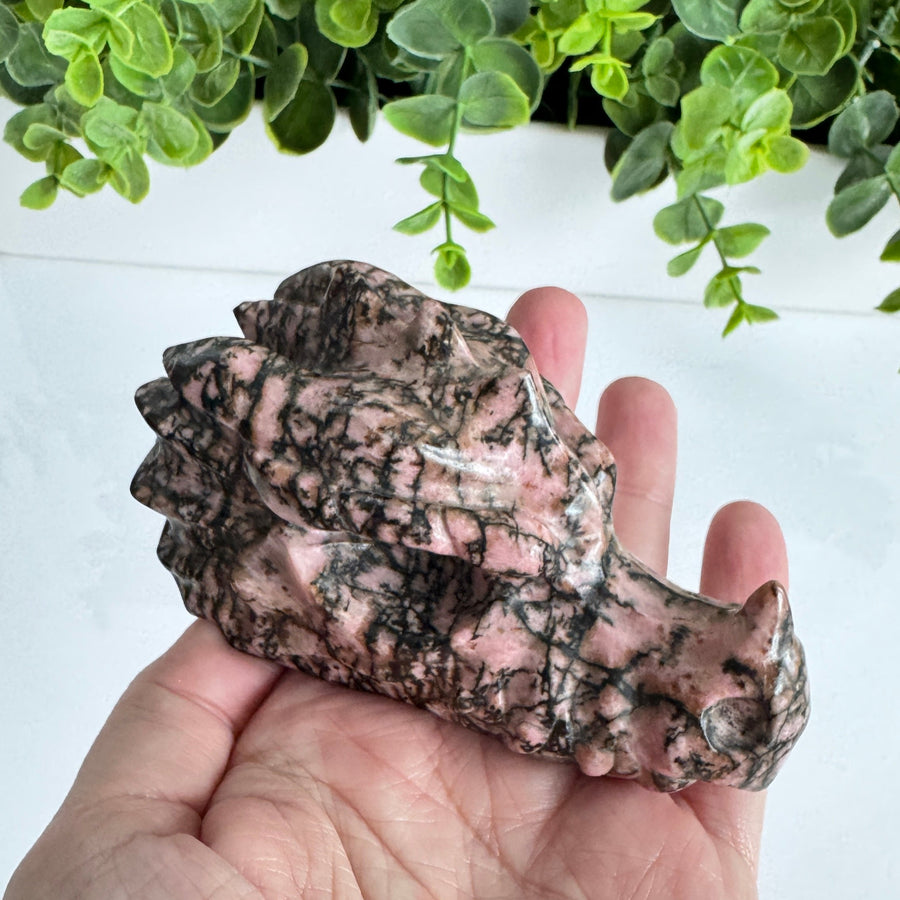 Rhodonite Dragon Head, 4 inch
