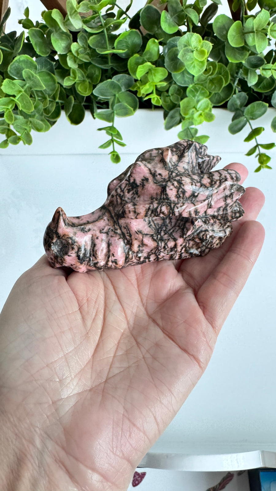 Rhodonite Dragon Head, 4 inch