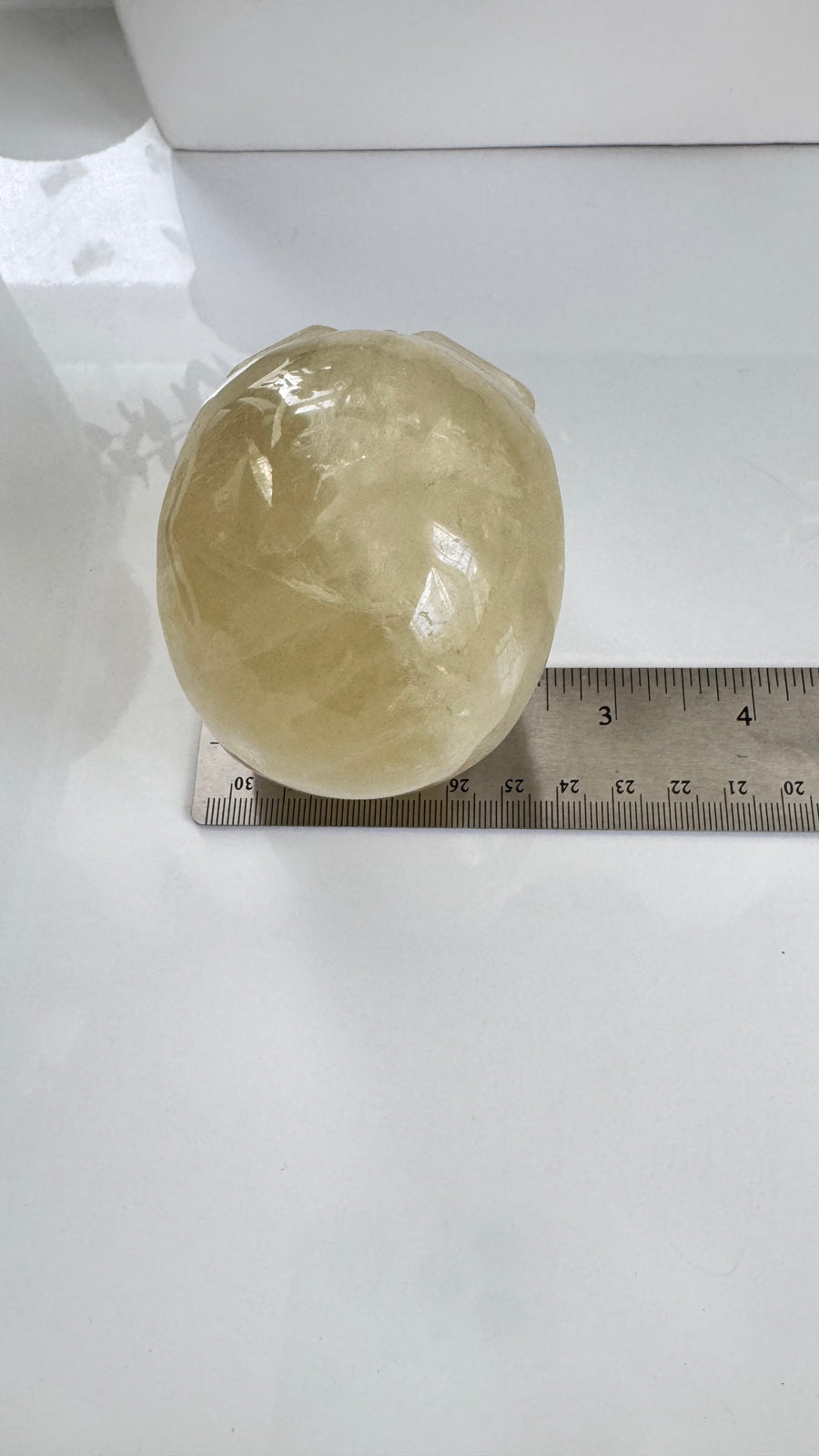 Flashy Citrine Crystal Skull for Prosperity with Rainbows! Large 3.75