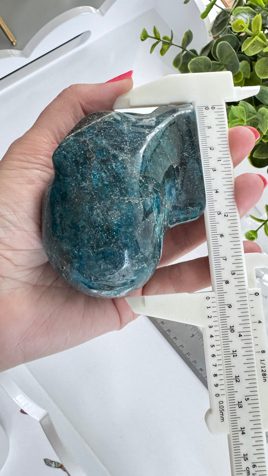 Blue Apatite Star Being Alien Crystal Skull with Labradorite for Galactic Connection