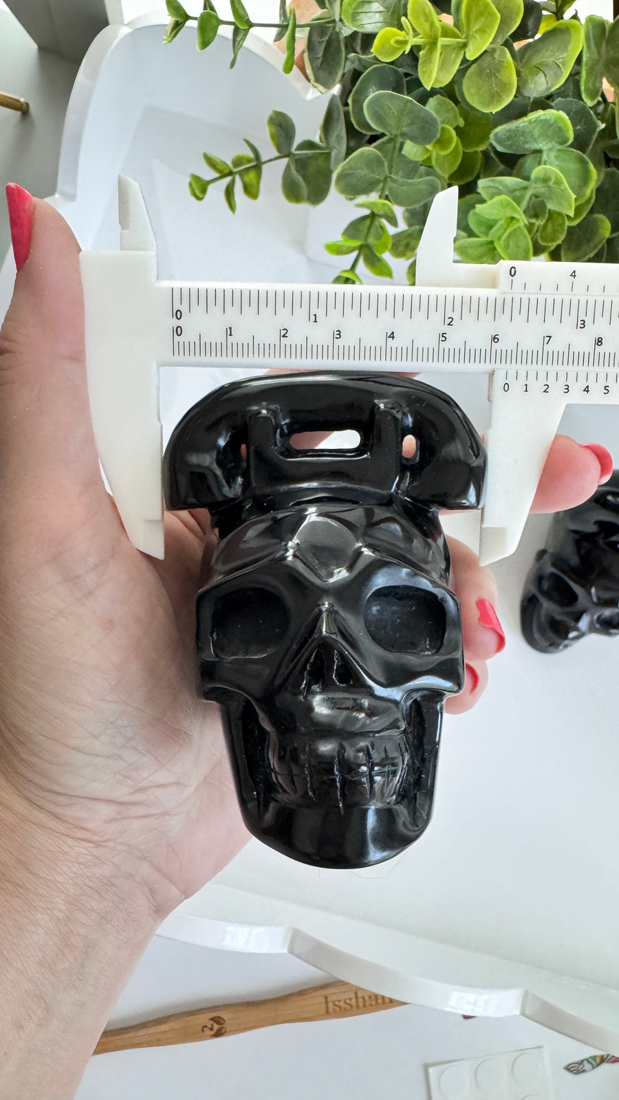 Obsidian Crystal Skull for Divination with Telephone Humor, Medium 3.5