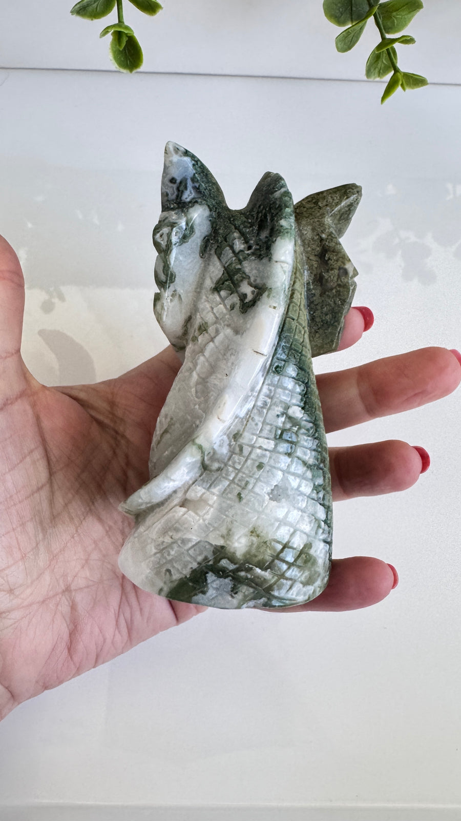 Moss Agate Dragon for Stable Growth, 4.25