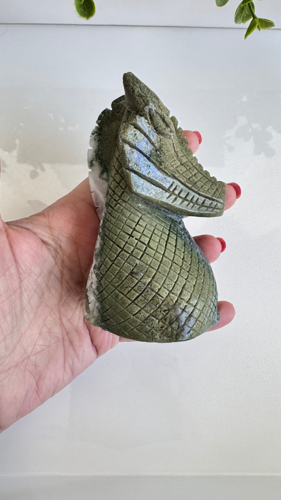 Moss Agate Dragon for Stable Growth, 4.25