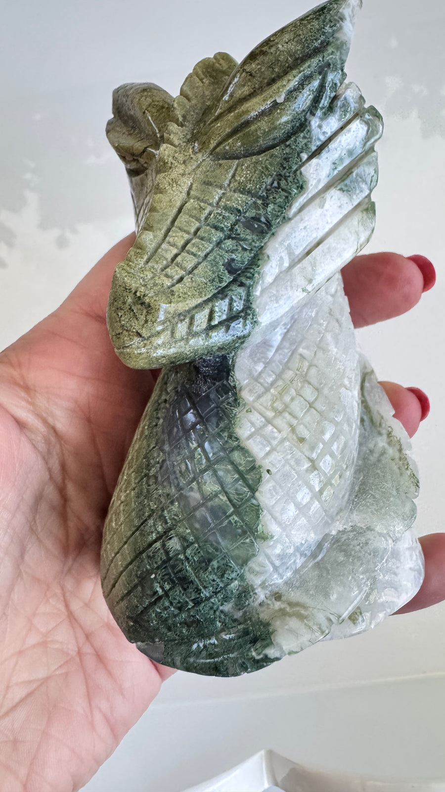 Moss Agate Dragon for Stable Growth, 4.25