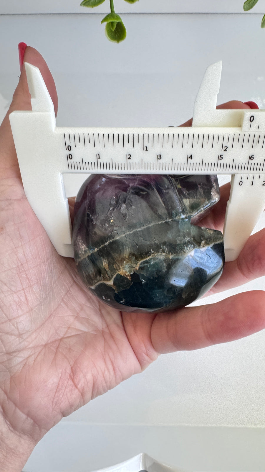 DISCOUNTED Fluorite Crystal Skull with Mini Rainbows approx 2.9