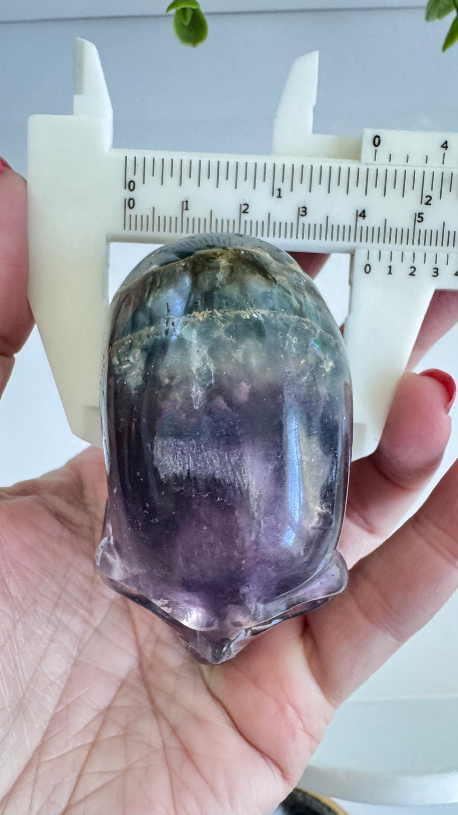 DISCOUNTED Fluorite Crystal Skull with Mini Rainbows approx 2.9