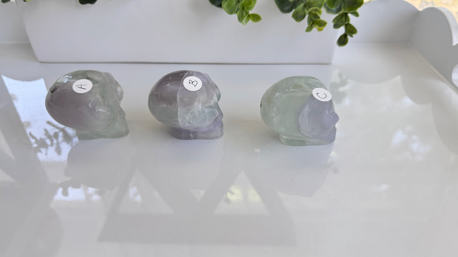 Star Being Alien Crystal Skull for Galactic Insight, Yttrium Lavender Fluorite 2