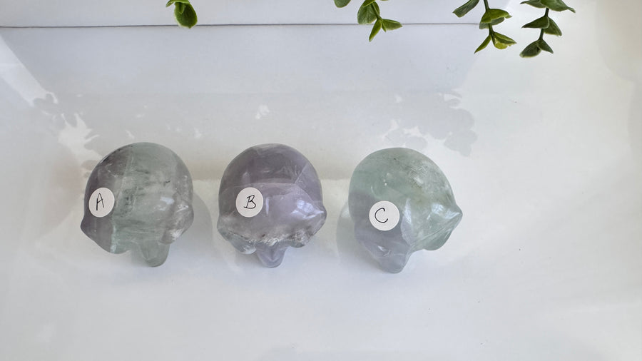 Star Being Alien Crystal Skull for Galactic Insight, Yttrium Lavender Fluorite 2