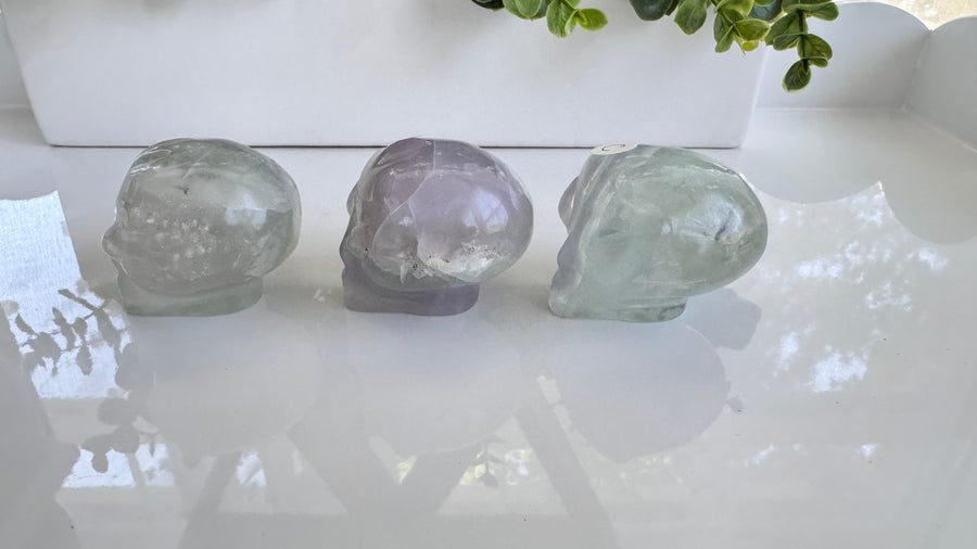 Star Being Alien Crystal Skull for Galactic Insight, Yttrium Lavender Fluorite 2