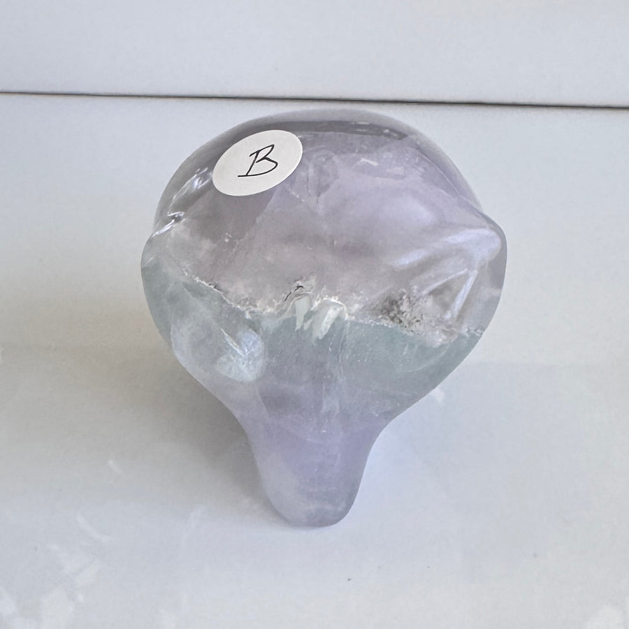 Star Being Alien Crystal Skull for Galactic Insight, Yttrium Lavender Fluorite 2