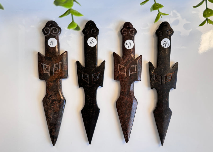 Owl Athame for Boundaries and Wisdom, Hand-Carved Jade Stone 7