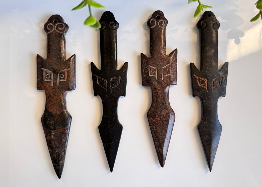 Owl Athame for Boundaries and Wisdom, Hand-Carved Jade Stone 7