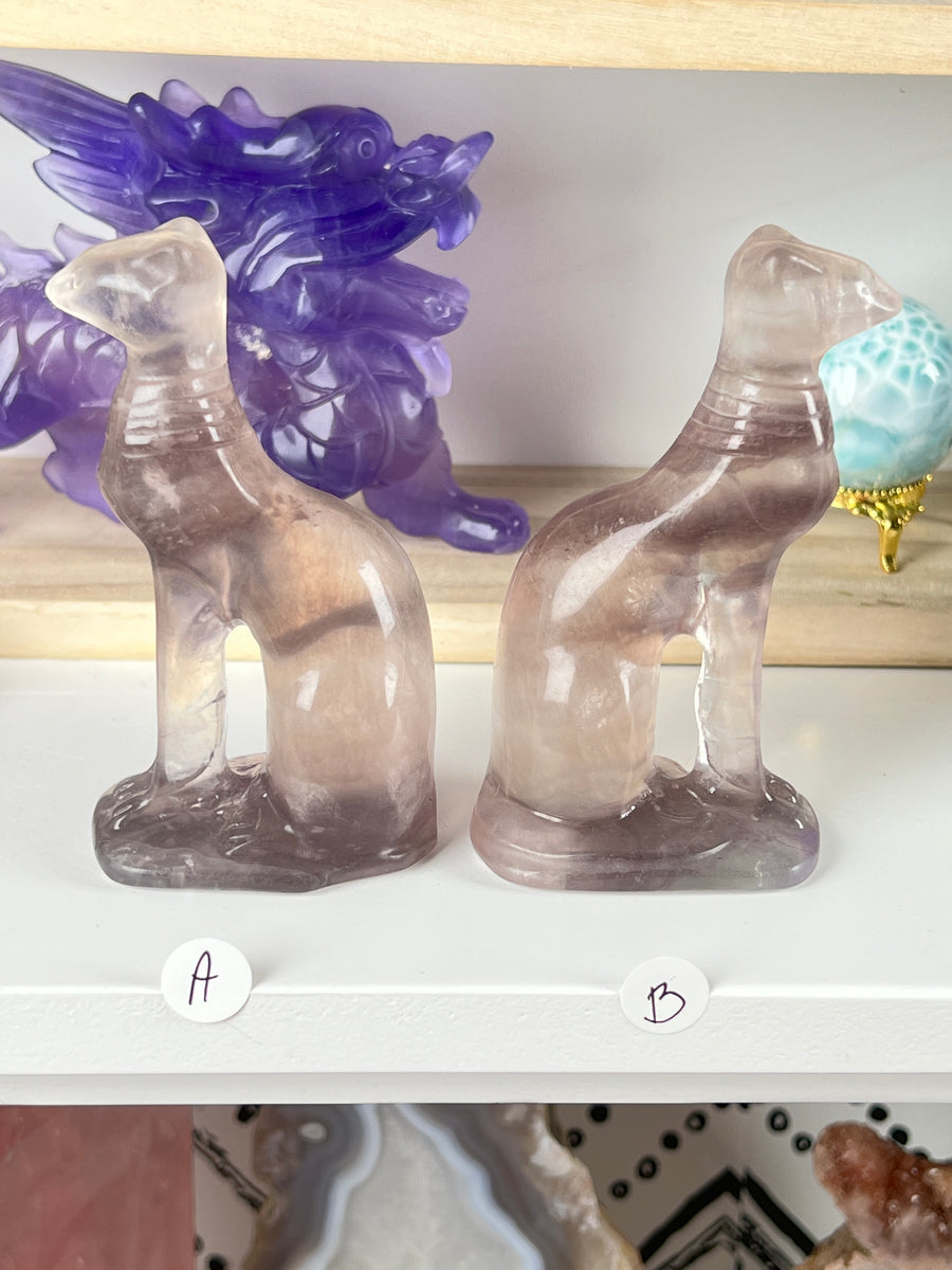 Egyptian Bastet Large Lavender Fluorite, Choose Your Favorite