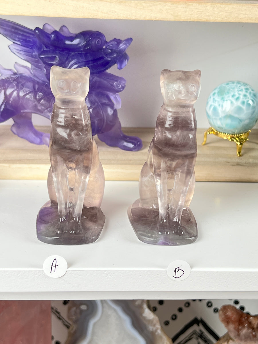 Egyptian Bastet Large Lavender Fluorite, Choose Your Favorite