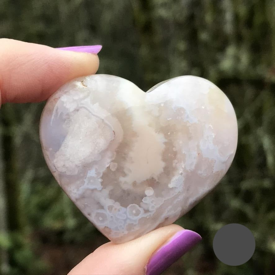 Flower Agate Heart, Large, Choose Favorite