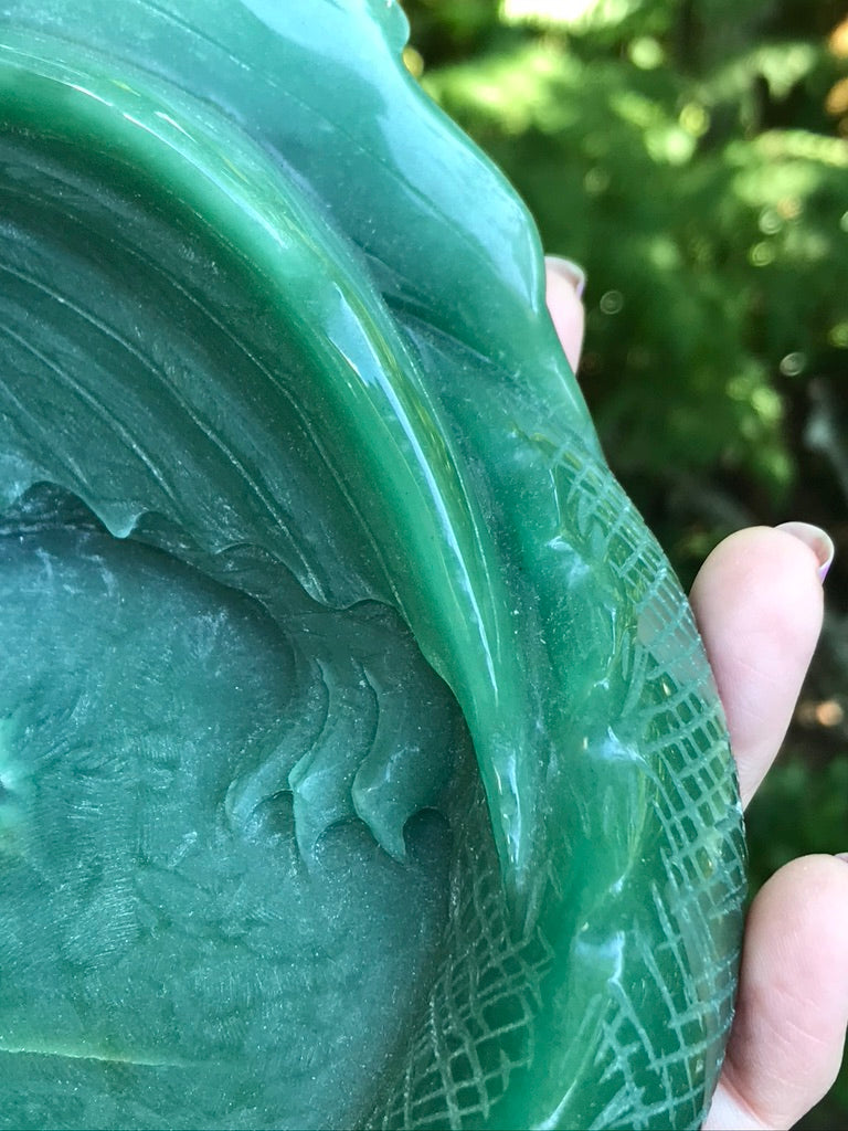 Dragon Carving Bowl, Green Aventurine