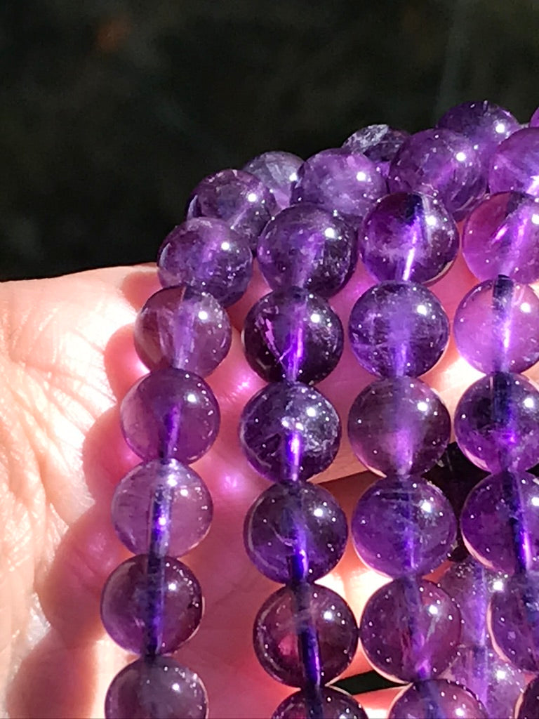 Amethyst 8 mm High Grade Natural Crystal Bracelet, Stretchy