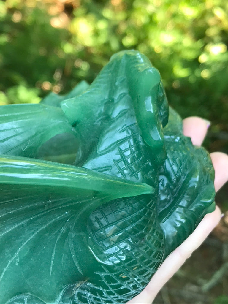 Dragon Carving Bowl, Green Aventurine