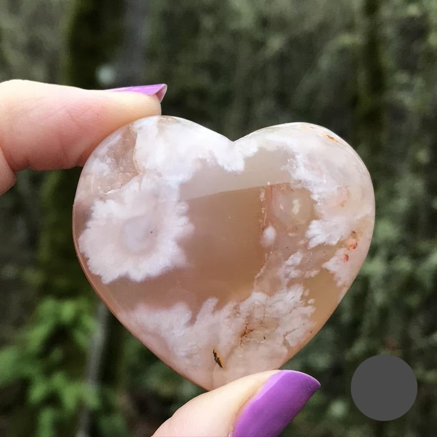 Flower Agate Heart, Large, Choose Favorite