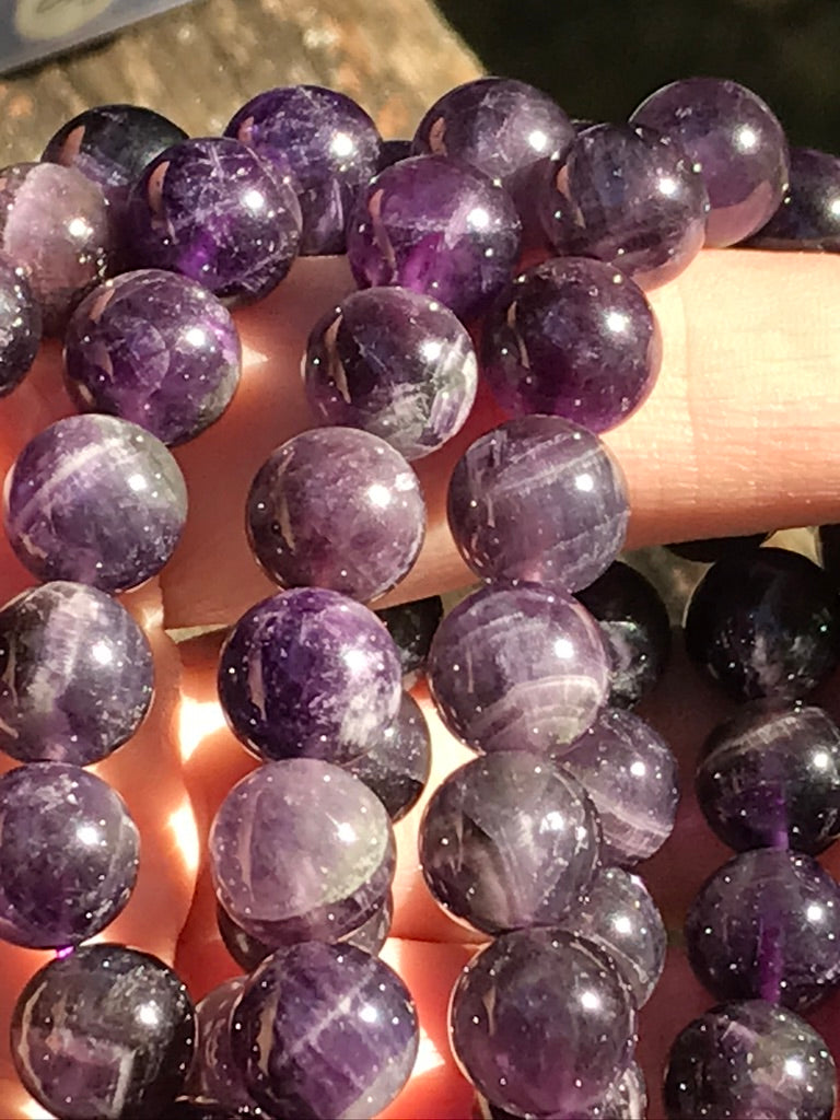 Dream Amethyst 10 mm Natural Crystal Bracelet, Stretchy, Large Beads