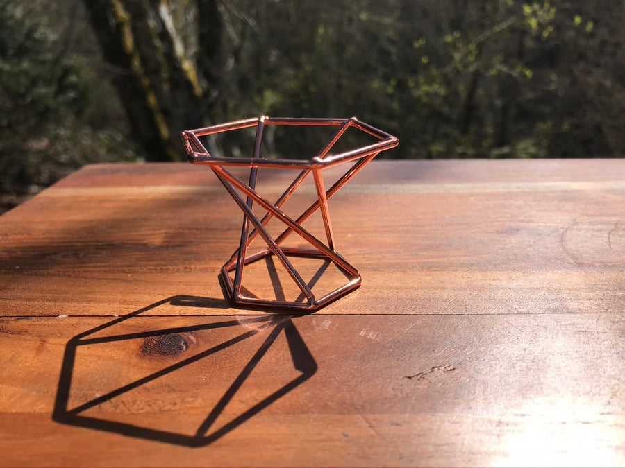 Rose Gold Geometric Crystal Sphere Stand, Reversible for Small to Medium Spheres