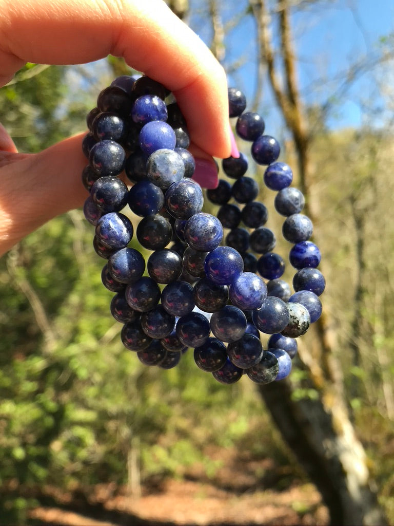 Sodalite 8 mm Natural Crystal Bracelet, Stretchy