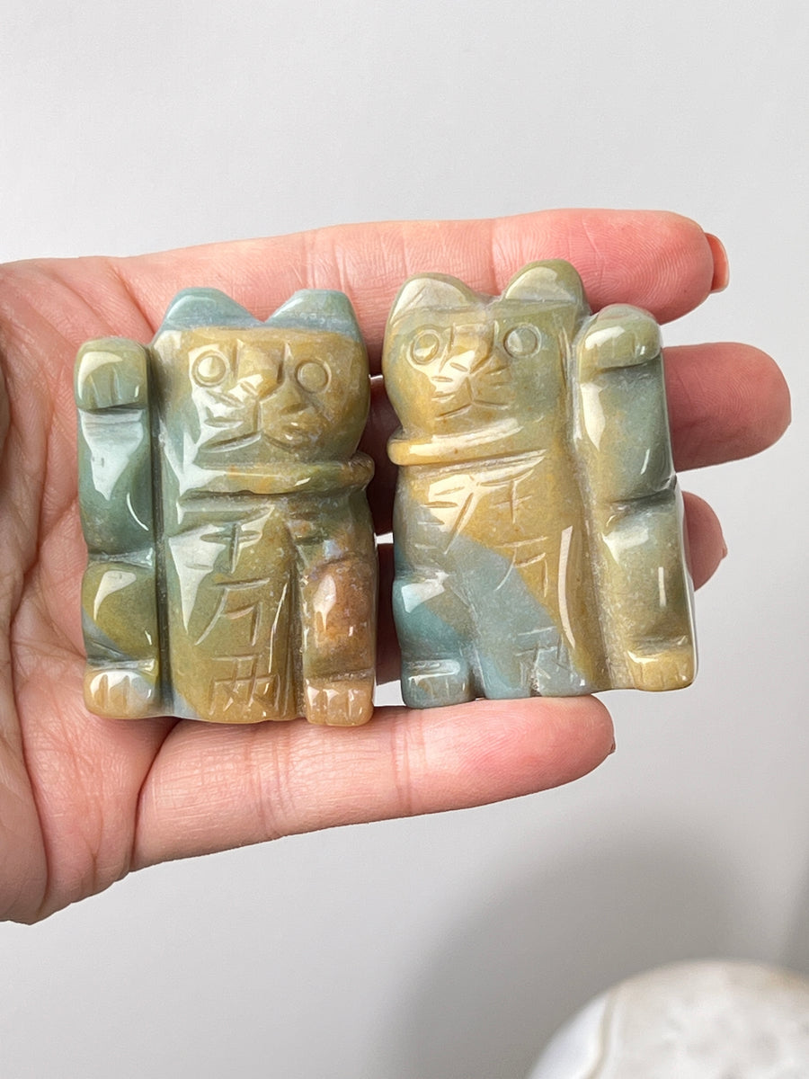 Crystal Lucky Cat, Assorted Options, Maneki Neko, Fortune Cat, Beckoning Cat