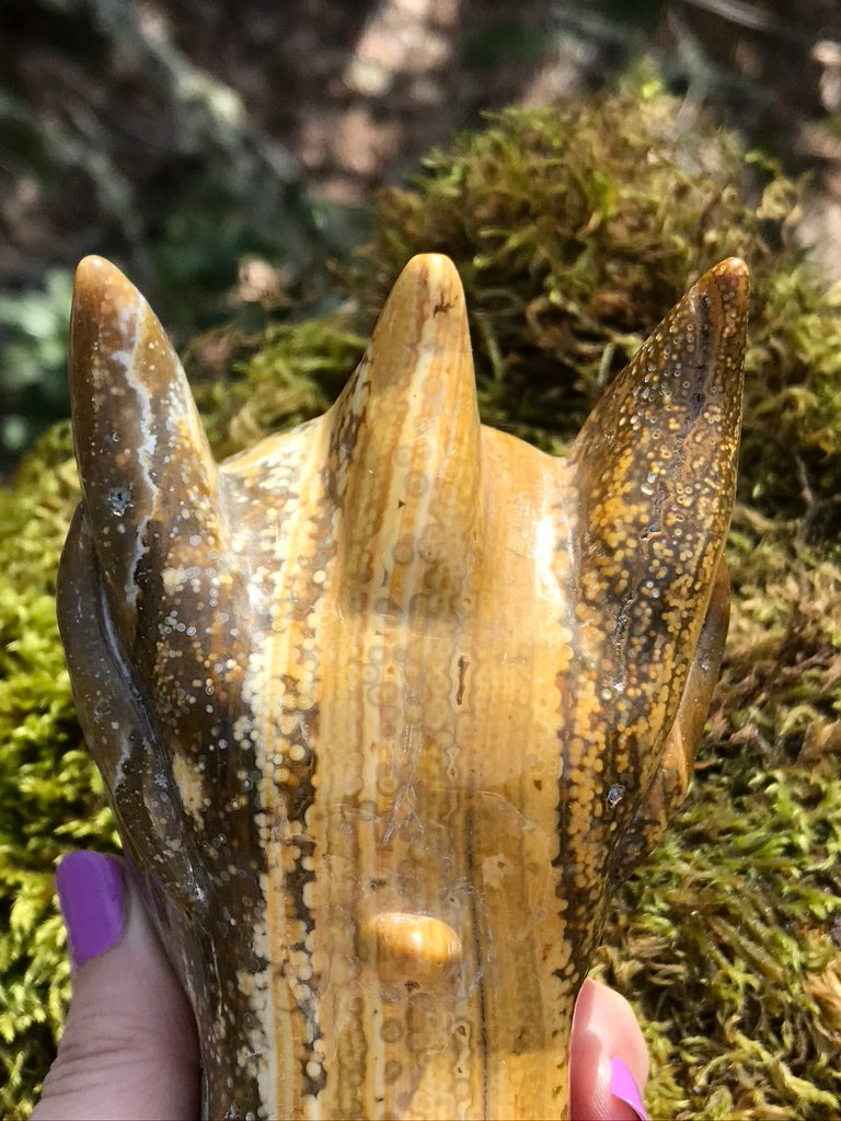 Golden Sunset Ocean Jasper Dragon Head