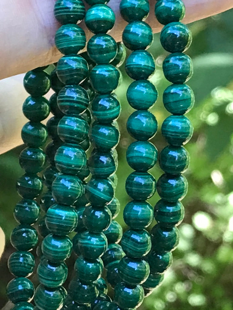Malachite 5 mm Natural Crystal Bracelet, Stretchy, Small Beads