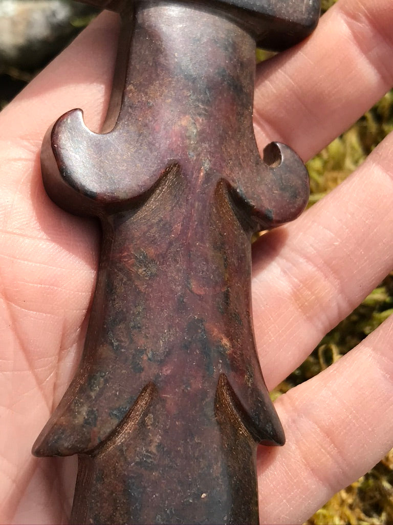 Athame, 5.5 inches, Jade Stone, Lion Protective Animal Totem