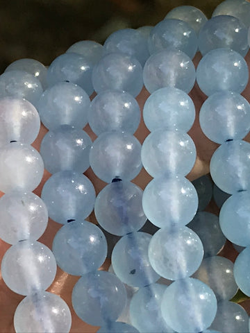 Blue Chalcedony 8 mm Bracelet for Self Trust, Stretchy