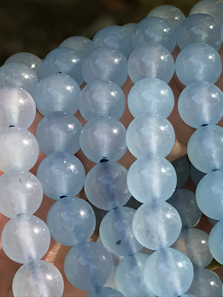 Blue Chalcedony 8 mm Bracelet for Self Trust, Stretchy