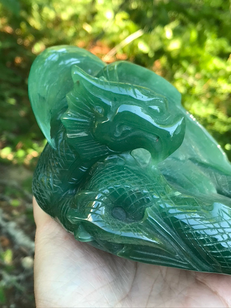 Dragon Carving Bowl, Green Aventurine