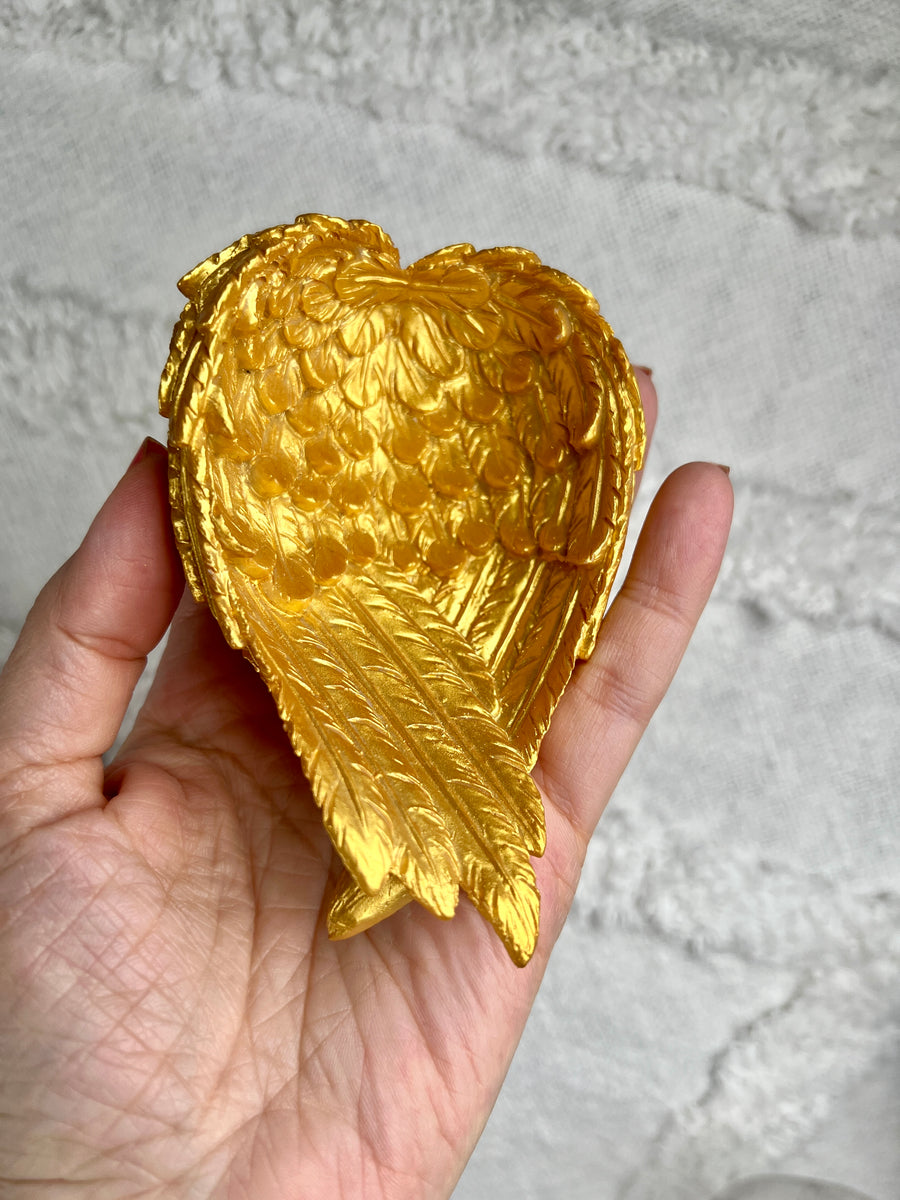 Resin Angel Wings Bowl, Golden Wings