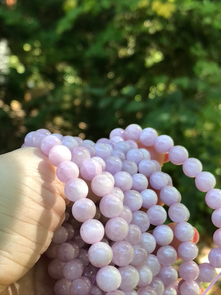 Kunzite Crystal Bracelet, 8mm, Stretchy, Natural Purple Kunzite