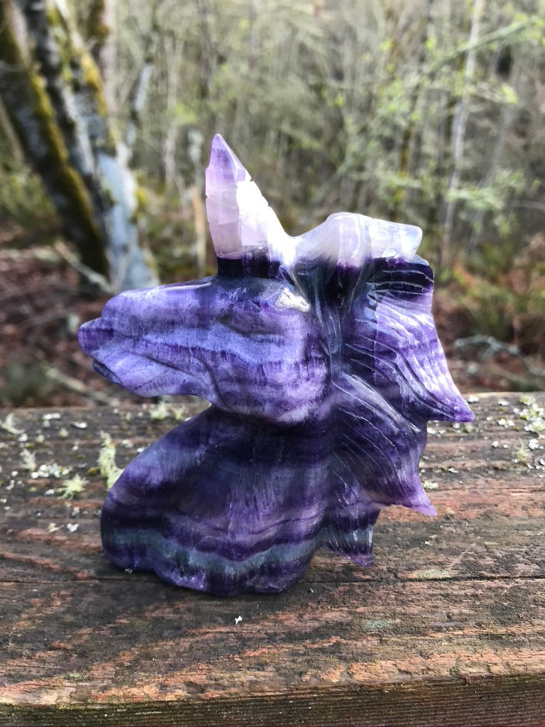 Purple Silk Fluorite Crystal Unicorn XXL