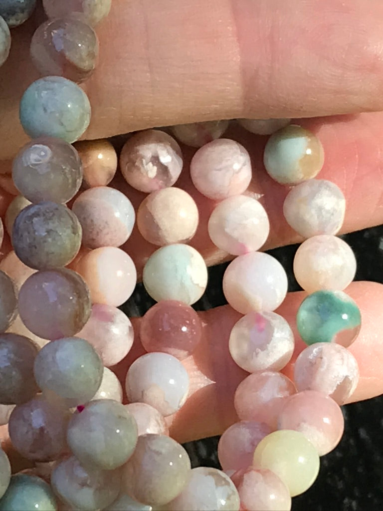 Flower Agate 8 mm Bracelet for Confidence & Growth, Stretchy
