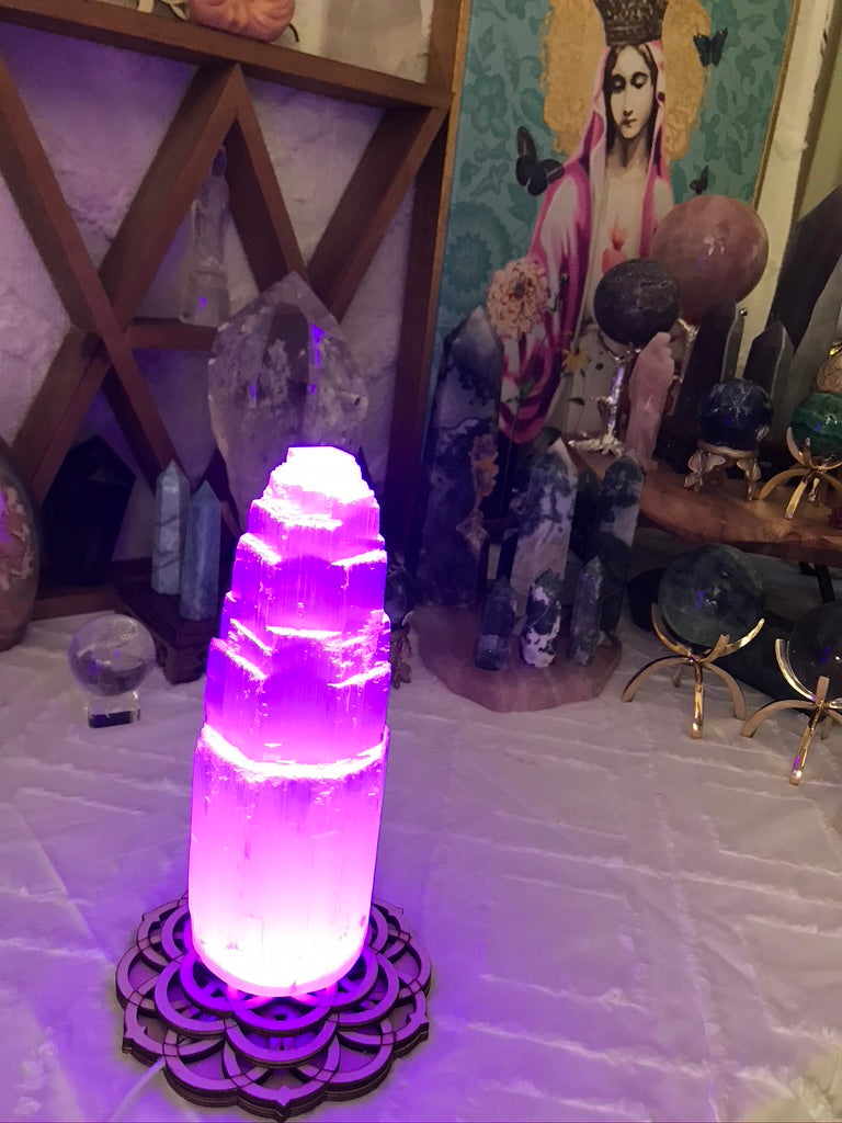 Color Flower of Life Lighted Sphere Stand, COLORED LED Light Stand 4.75