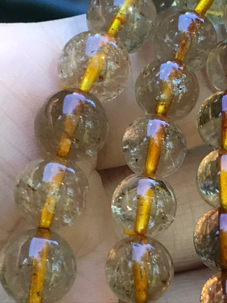 Gold Rutile 8 mm Bracelet for Manifesting, Stretchy, High Quality