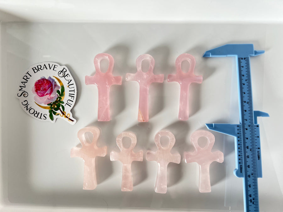 Rose Quartz Ankh for Love Expansion, 3 Inch